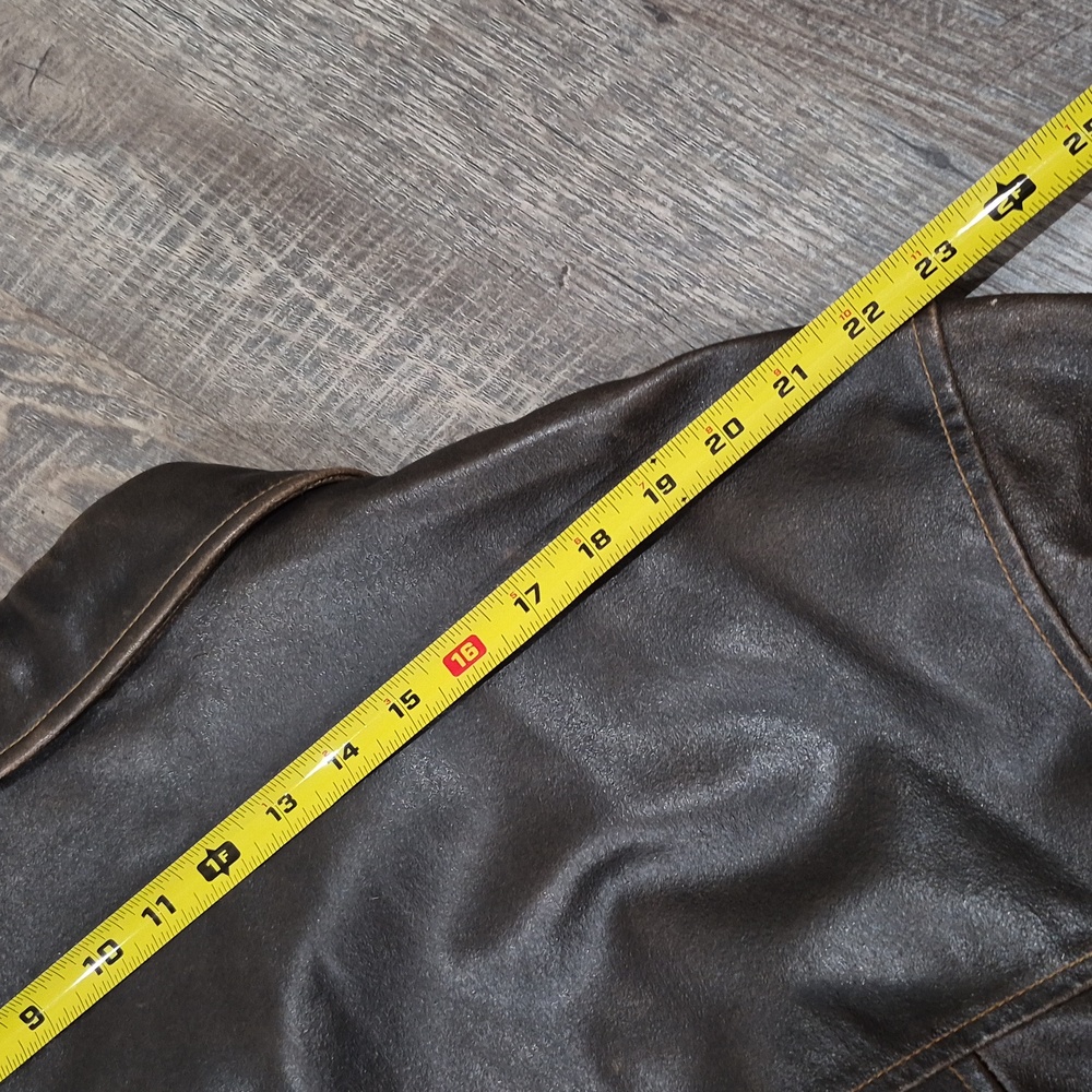 XXL Men's Dark Brown Leather Bomber Jacket - Picture 16 of 16